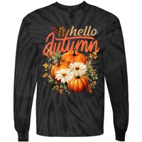 Cute Hello Autumn Season Thanksgiving And Fall Festivities Tie-Dye Long Sleeve Shirt