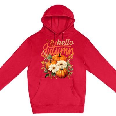 Cute Hello Autumn Season Thanksgiving And Fall Festivities Premium Pullover Hoodie