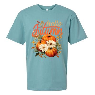 Cute Hello Autumn Season Thanksgiving And Fall Festivities Sueded Cloud Jersey T-Shirt