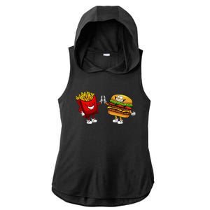 Cute Hamburger Art  Hamburger French Ladies PosiCharge Tri-Blend Wicking Draft Hoodie Tank