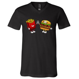 Cute Hamburger Art  Hamburger French V-Neck T-Shirt