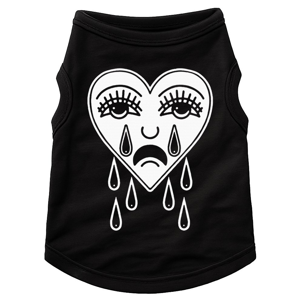 Crying Heart American Traditional Tattoo Old School Flash Doggie Tank