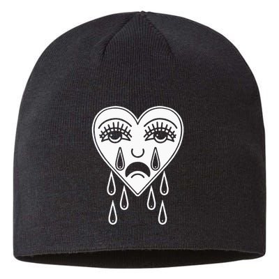 Crying Heart American Traditional Tattoo Old School Flash Sustainable Beanie