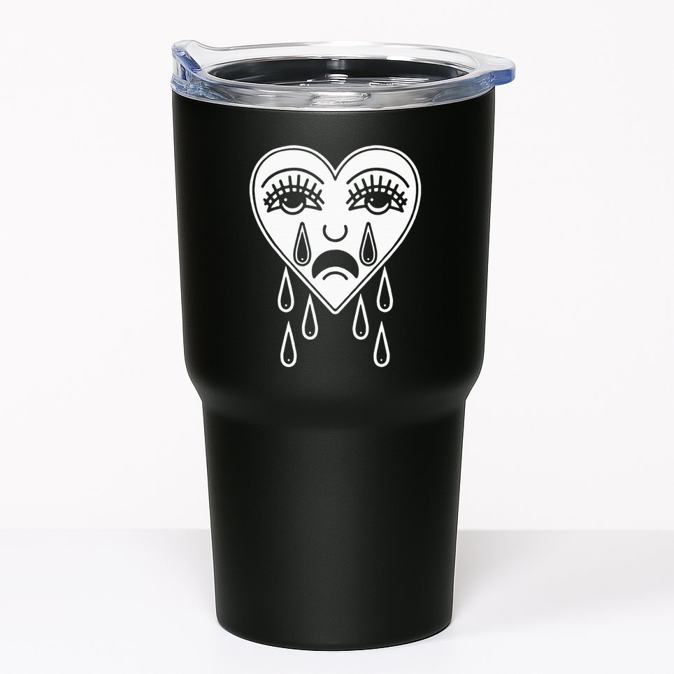 Crying Heart American Traditional Tattoo Old School Flash Tumbler