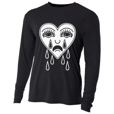 Crying Heart American Traditional Tattoo Old School Flash Cooling Performance Long Sleeve Crew