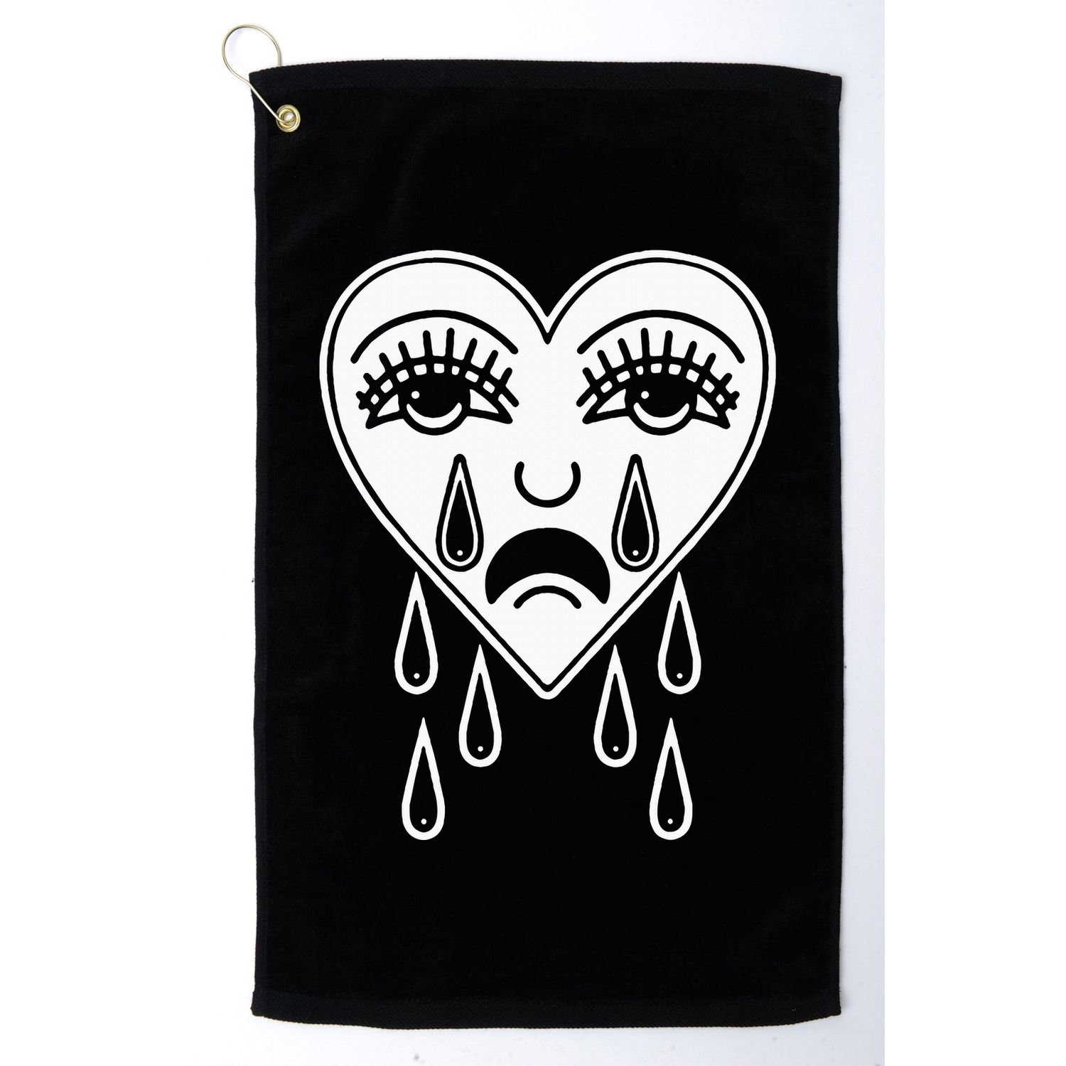 Crying Heart American Traditional Tattoo Old School Flash Golf Towel