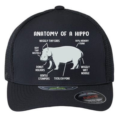 Cute Hippopotamus Anatomy Of A Hippo For Cool Gift Flexfit Unipanel Trucker Cap