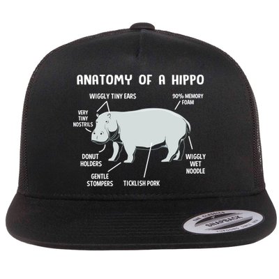 Cute Hippopotamus Anatomy Of A Hippo For Cool Gift Flatbill Hat