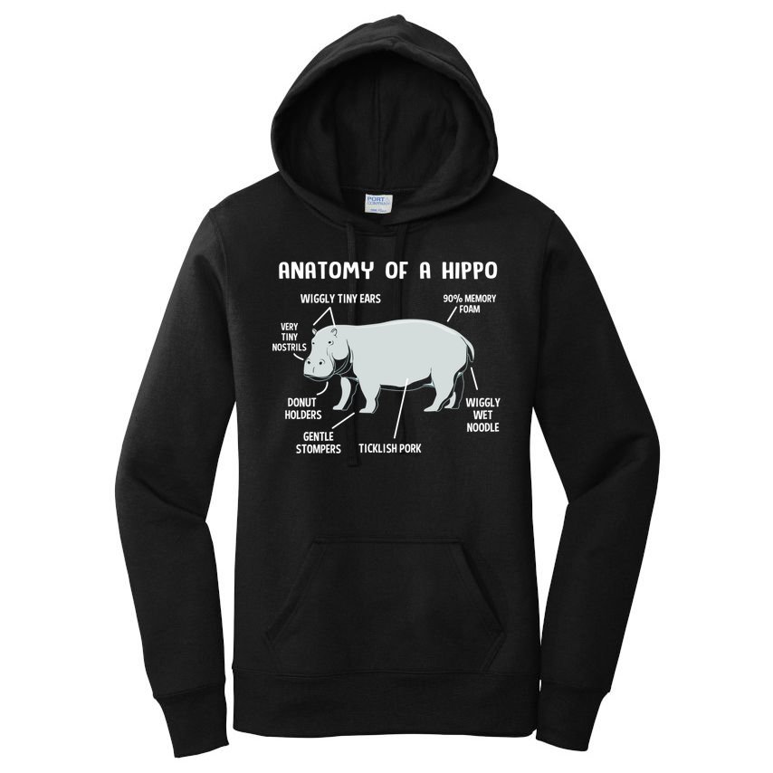 Cute Hippopotamus Anatomy Of A Hippo For Cool Gift Women's Pullover Hoodie