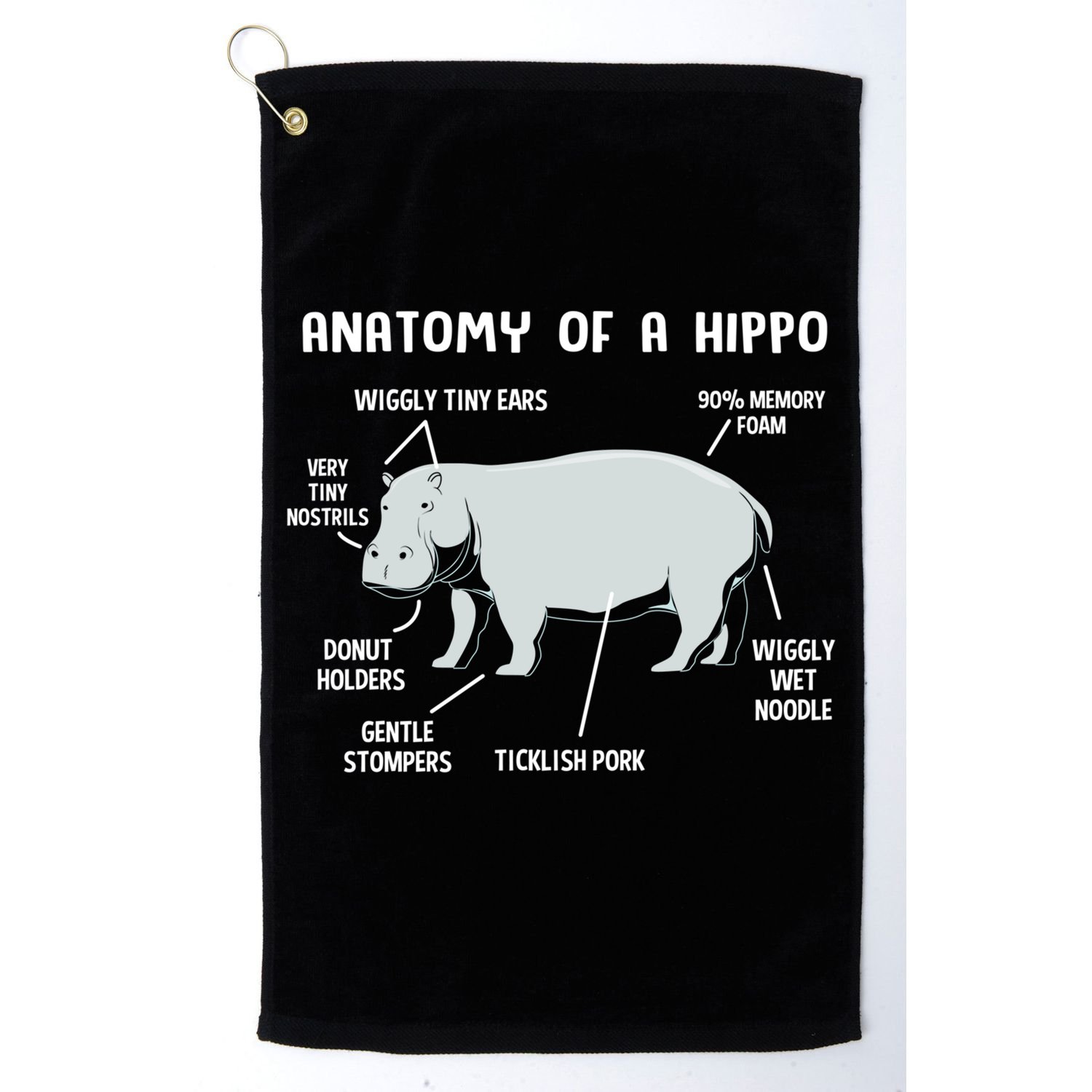 Cute Hippopotamus Anatomy Of A Hippo For Cool Gift Golf Towel