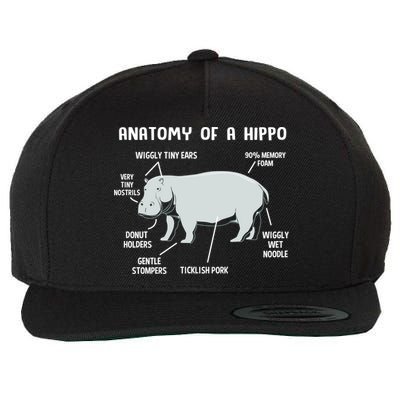 Cute Hippopotamus Anatomy Of A Hippo For Cool Gift Wool Snapback Cap