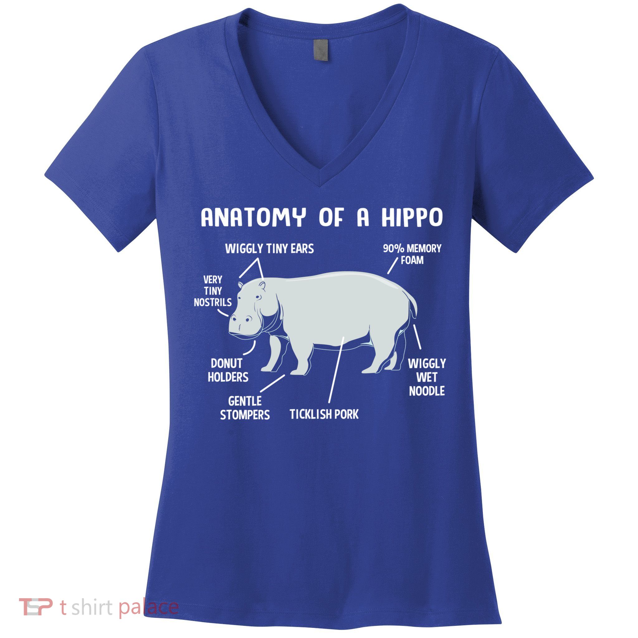 Cute Hippopotamus Anatomy Of A Hippo For Cool Gift Women's V-Neck T-Shirt