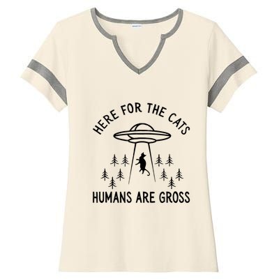 Cats Humans Are Gross Humor Ladies Halftime Notch Neck Tee