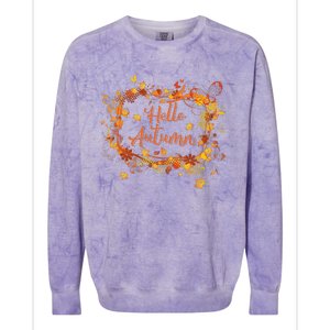 Cute Hello Autumn Season Thanksgiving And Fall Color Lovers Colorblast Crewneck Sweatshirt