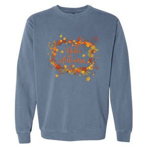 Cute Hello Autumn Season Thanksgiving And Fall Color Lovers Garment-Dyed Sweatshirt