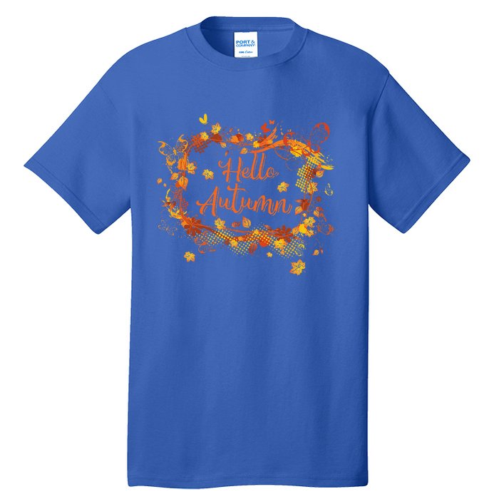 Cute Hello Autumn Season Thanksgiving And Fall Color Lovers Tall T-Shirt