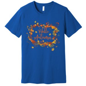 Cute Hello Autumn Season Thanksgiving And Fall Color Lovers Premium T-Shirt