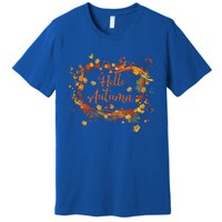 Cute Hello Autumn Season Thanksgiving And Fall Color Lovers Premium T-Shirt