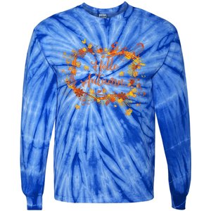 Cute Hello Autumn Season Thanksgiving And Fall Color Lovers Tie-Dye Long Sleeve Shirt