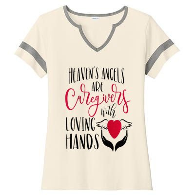 Caregivers Heavens Angels Raglan Baseball Ladies Halftime Notch Neck Tee