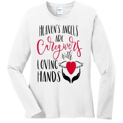 Caregivers Heavens Angels Raglan Baseball Ladies Long Sleeve Shirt