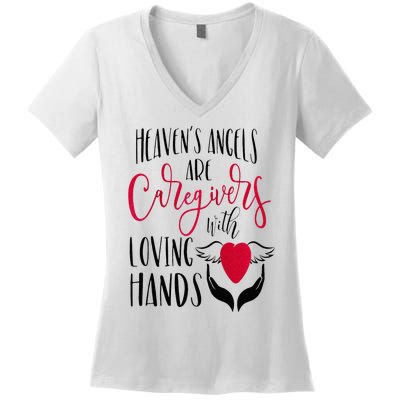 Caregivers Heavens Angels Raglan Baseball Women's V-Neck T-Shirt