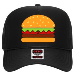 Cool Hamburger Art Women Minimalist Burger Cheeseburger High Crown Mesh Back Trucker Hat