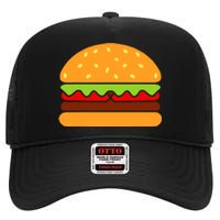 Cool Hamburger Art Women Minimalist Burger Cheeseburger High Crown Mesh Back Trucker Hat