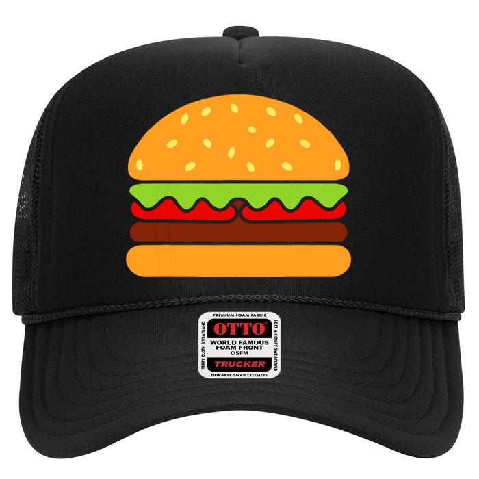 Cool Hamburger Art Women Minimalist Burger Cheeseburger High Crown Mesh Back Trucker Hat