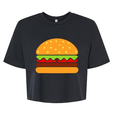 Cool Hamburger Art Women Minimalist Burger Cheeseburger Bella+Canvas Jersey Crop Tee