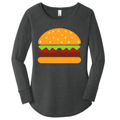 Cool Hamburger Art Women Minimalist Burger Cheeseburger Women's Perfect Tri Tunic Long Sleeve Shirt