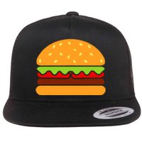 Cool Hamburger Art Women Minimalist Burger Cheeseburger Flat Bill Trucker Hat