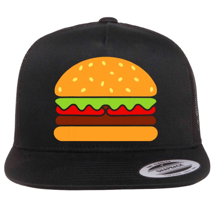 Cool Hamburger Art Women Minimalist Burger Cheeseburger Flat Bill Trucker Hat