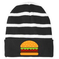 Cool Hamburger Art Women Minimalist Burger Cheeseburger Striped Beanie with Solid Band