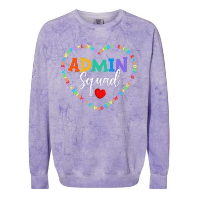 Cute Heart Admin Squad Funny First Day Of School Colorblast Crewneck Sweatshirt