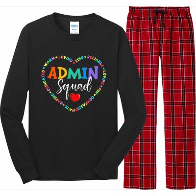 Cute Heart Admin Squad Funny First Day Of School Long Sleeve Pajama Set