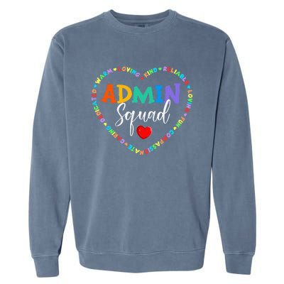 Cute Heart Admin Squad Funny First Day Of School Garment-Dyed Sweatshirt