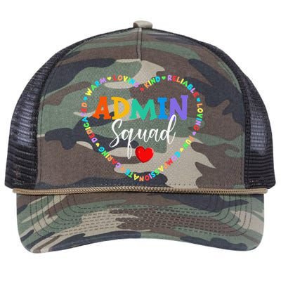 Cute Heart Admin Squad Funny First Day Of School Retro Rope Trucker Hat Cap