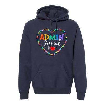 Cute Heart Admin Squad Funny First Day Of School Premium Hoodie