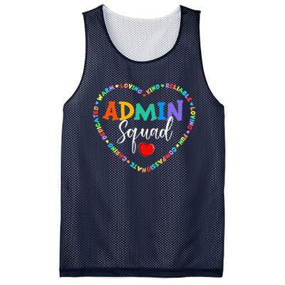 Cute Heart Admin Squad Funny First Day Of School Mesh Reversible Basketball Jersey Tank