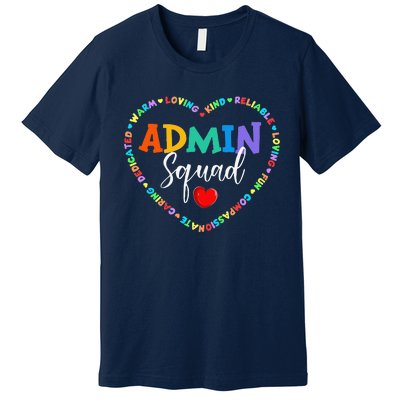 Cute Heart Admin Squad Funny First Day Of School Premium T-Shirt