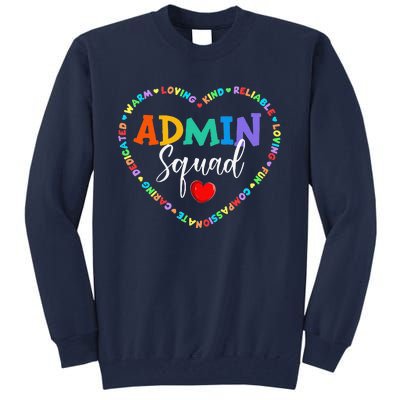 Cute Heart Admin Squad Funny First Day Of School Tall Sweatshirt