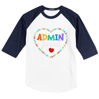 Cute Heart Admin Squad Funny First Day Of School Baseball Sleeve Shirt