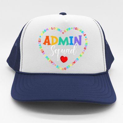 Cute Heart Admin Squad Funny First Day Of School Trucker Hat