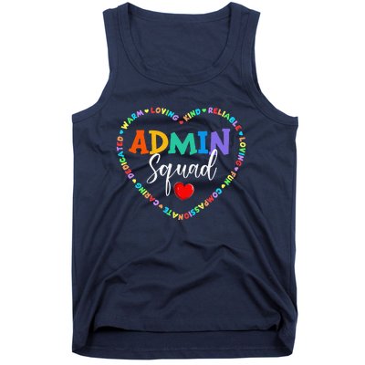 Cute Heart Admin Squad Funny First Day Of School Tank Top