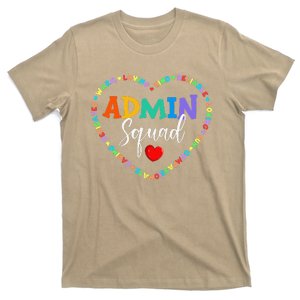 Cute Heart Admin Squad Funny First Day Of School T-Shirt