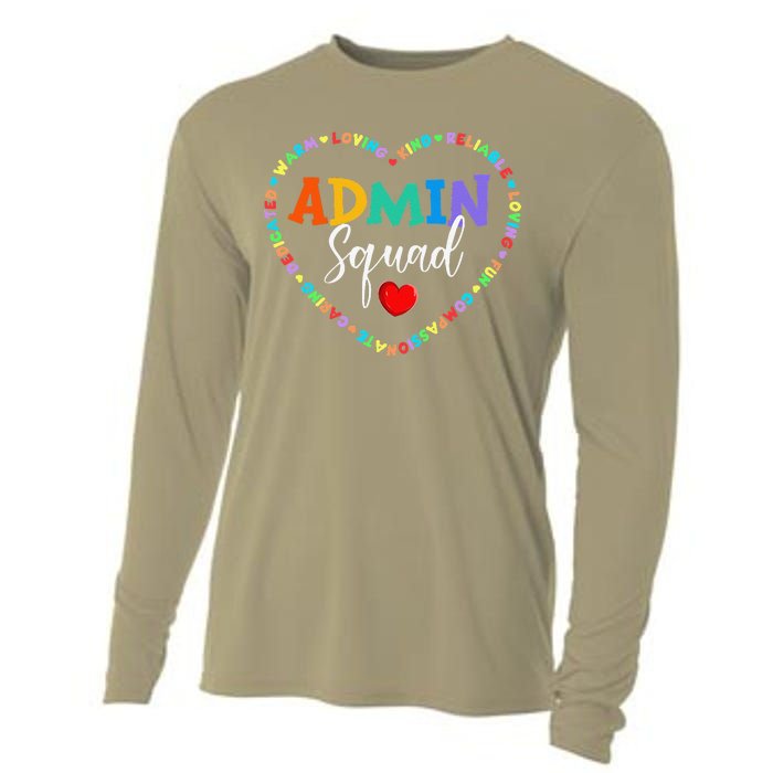 Cute Heart Admin Squad Funny First Day Of School Cooling Performance Long Sleeve Crew