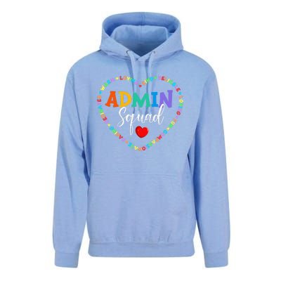 Cute Heart Admin Squad Funny First Day Of School Unisex Surf Hoodie