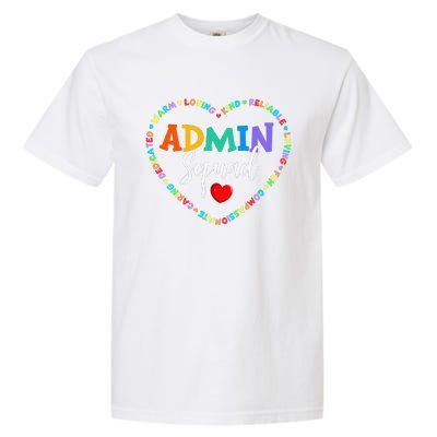 Cute Heart Admin Squad Funny First Day Of School Garment-Dyed Heavyweight T-Shirt