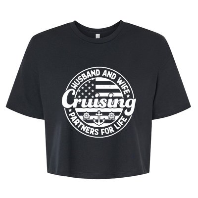 Cruising Husband And Wife Cruise Partners For Life Matching Bella+Canvas Jersey Crop Tee